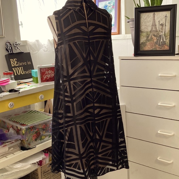 Vince Camuto elegant dress. Sheer top layer. Double nude layer underneath. - Picture 2 of 6